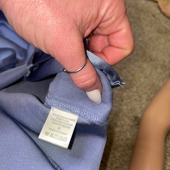 Forever 21 slip dress satin feel mini spaghetti strap Periwinkle blue SZ M sexy - Picture 8 of 9